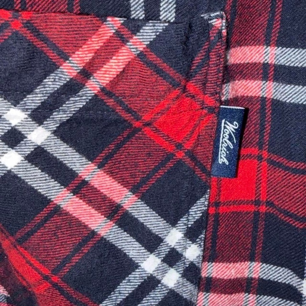 Woolrich red, navy, and white plaid flannel shirt - men's L - Picture 3 of 6